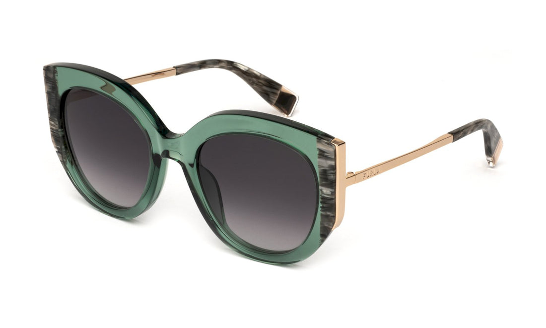 Solglasögon furla sfu820 03ge verde rounded femenino storlek 53mm - Huvudvy