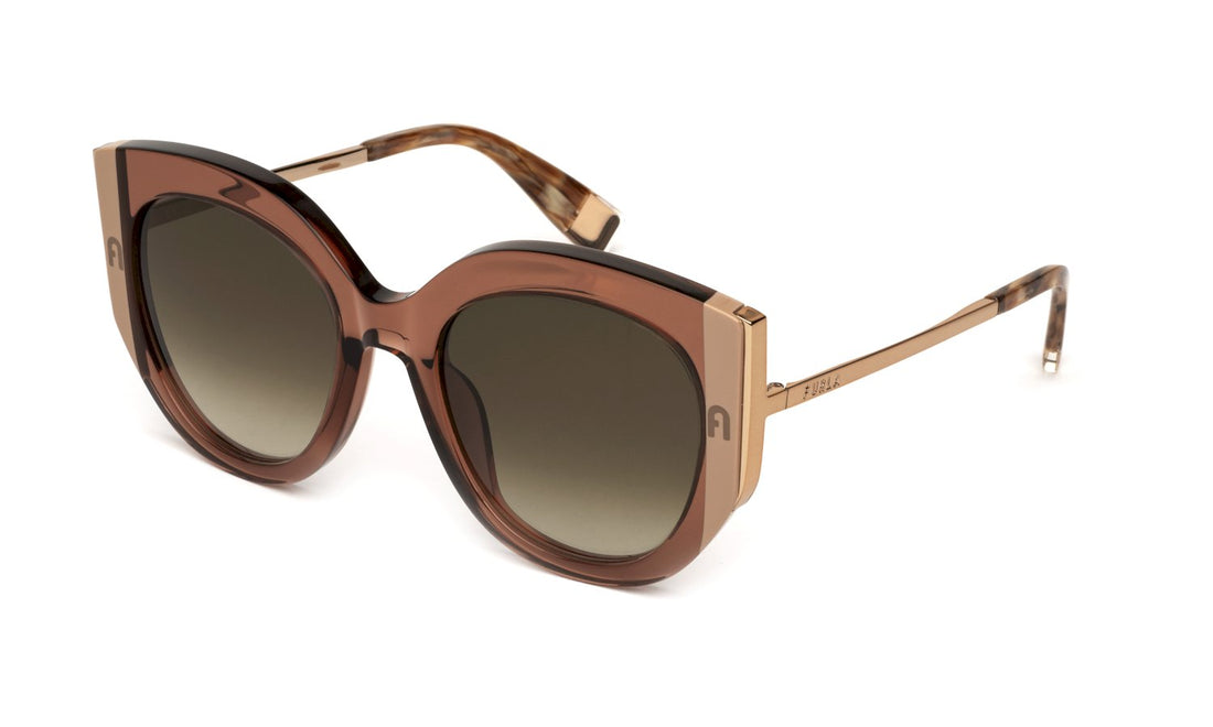 Solglasögon furla sfu820 0805 marron rounded femenino storlek 53mm - Huvudvy