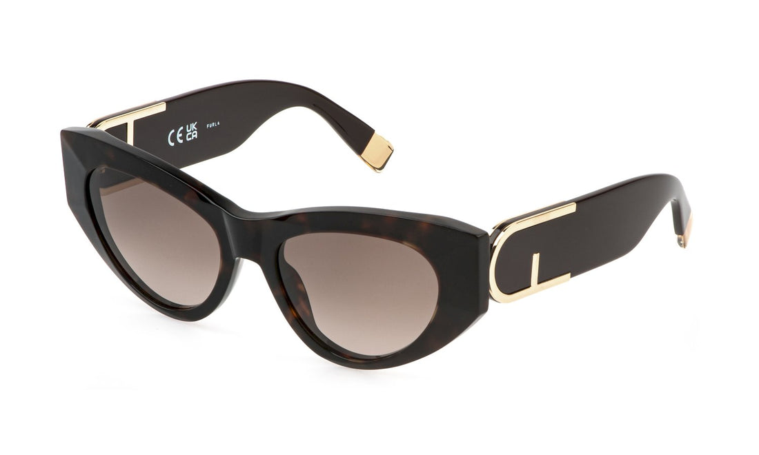 Solglasögon furla sfu881 04bl havana cat eye femenino storlek 54mm - Huvudvy