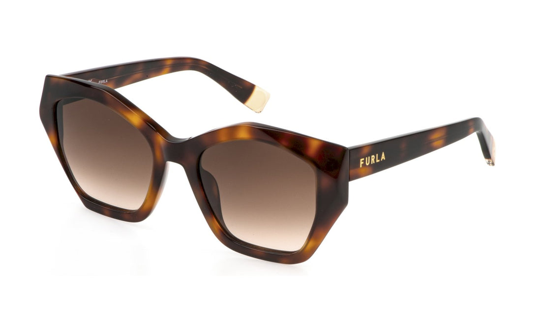 Solglasögon furla sfu885 0752 havana geometric femenino storlek 54mm - Huvudvy