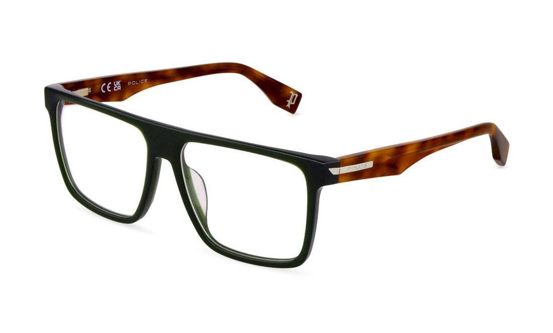 Occhiali da vista police vplu57 09gt verde square masculino taglia 57mm - Vista principale