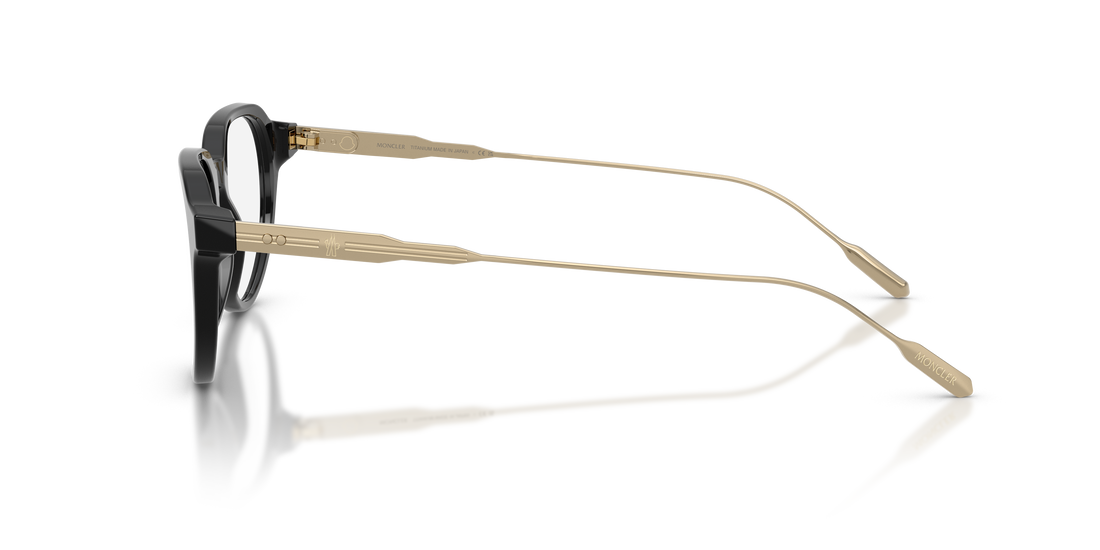 Óculos graduados moncler me2031 3001 negro oval unisex tamanho 50mm - Vista de detalhe