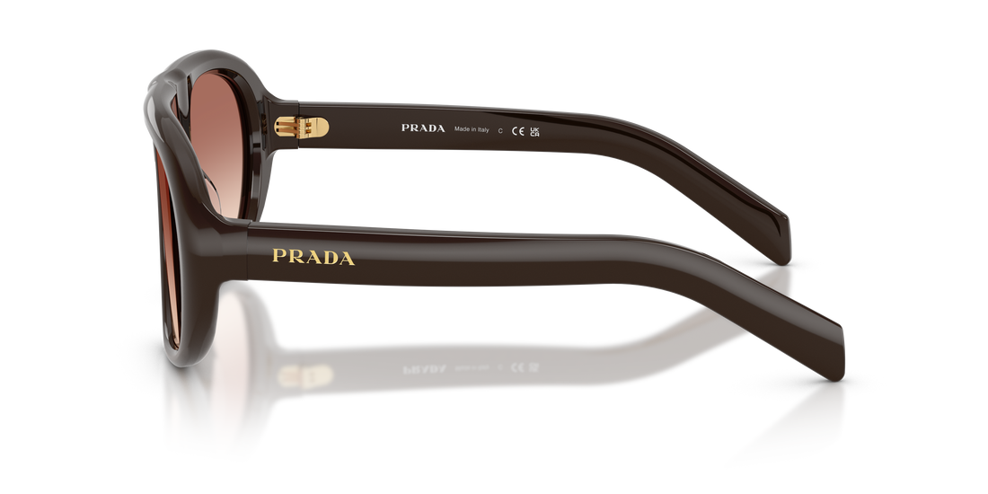 Óculos de sol prada pr c05s 27i70x marron irregular femenino tamanho 57mm - Vista de detalhe