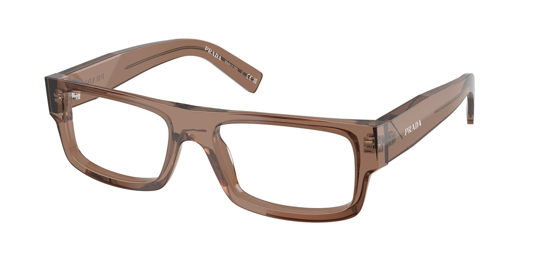 Lunettes de vue prada pr d06v 28i1o1 marron rectangular masculino taille 55mm - Vue principale