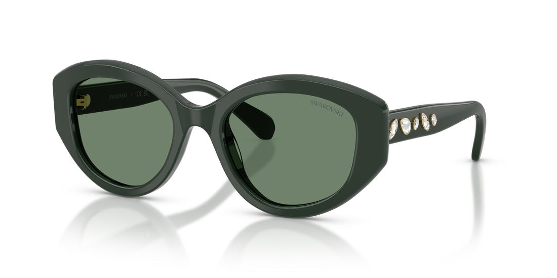Óculos de sol swarovski sk6005 1026m1 verde irregular femenino tamanho 53mm - Vista de detalhe