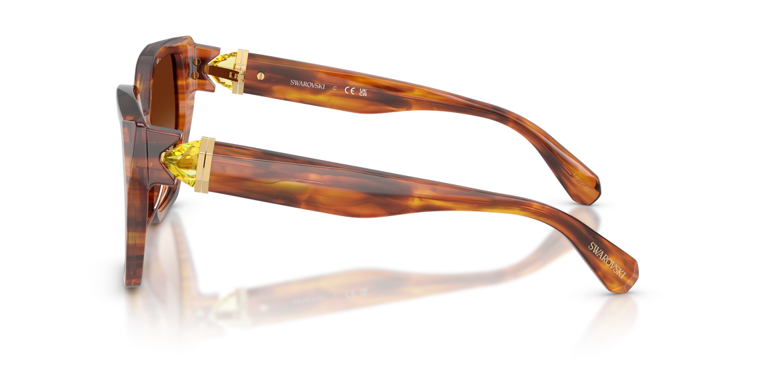 Óculos de sol swarovski sk6044u 109174 havana irregular femenino tamanho 56mm - Vista de detalhe