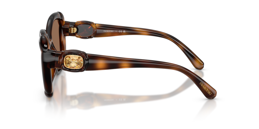 Óculos de sol swarovski sk6051u 100273 havana butterfly femenino tamanho 53mm - Vista de detalhe