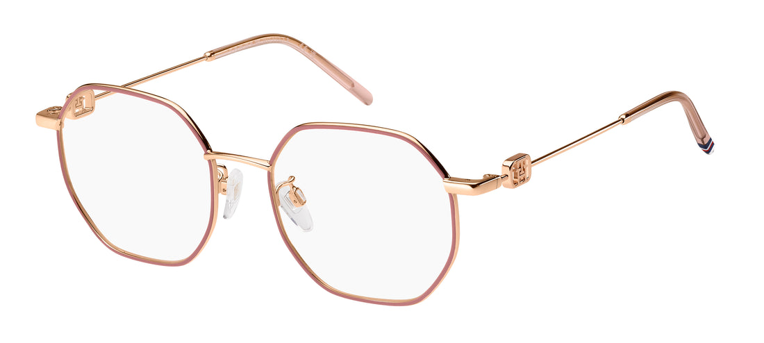 Óculos graduados tommy hilfiger th 2168/f eyr dorado rectangular geometrical femenino tamanho 53mm - Vista principal