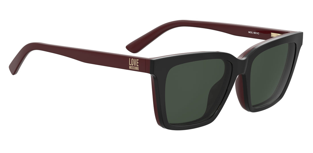 Óculos de sol moschino love mol661/c guu 9o negro rectangular femenino tamanho 54mm - Vista de detalhe