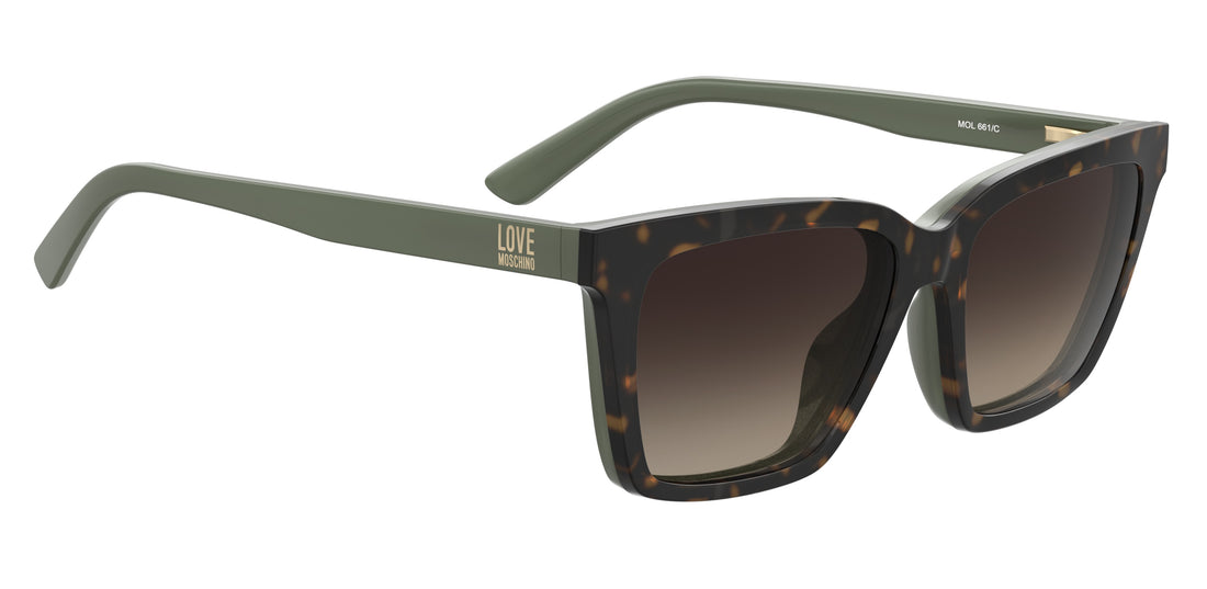 Óculos de sol moschino love mol661/c phw ha havana rectangular femenino tamanho 54mm - Vista de detalhe