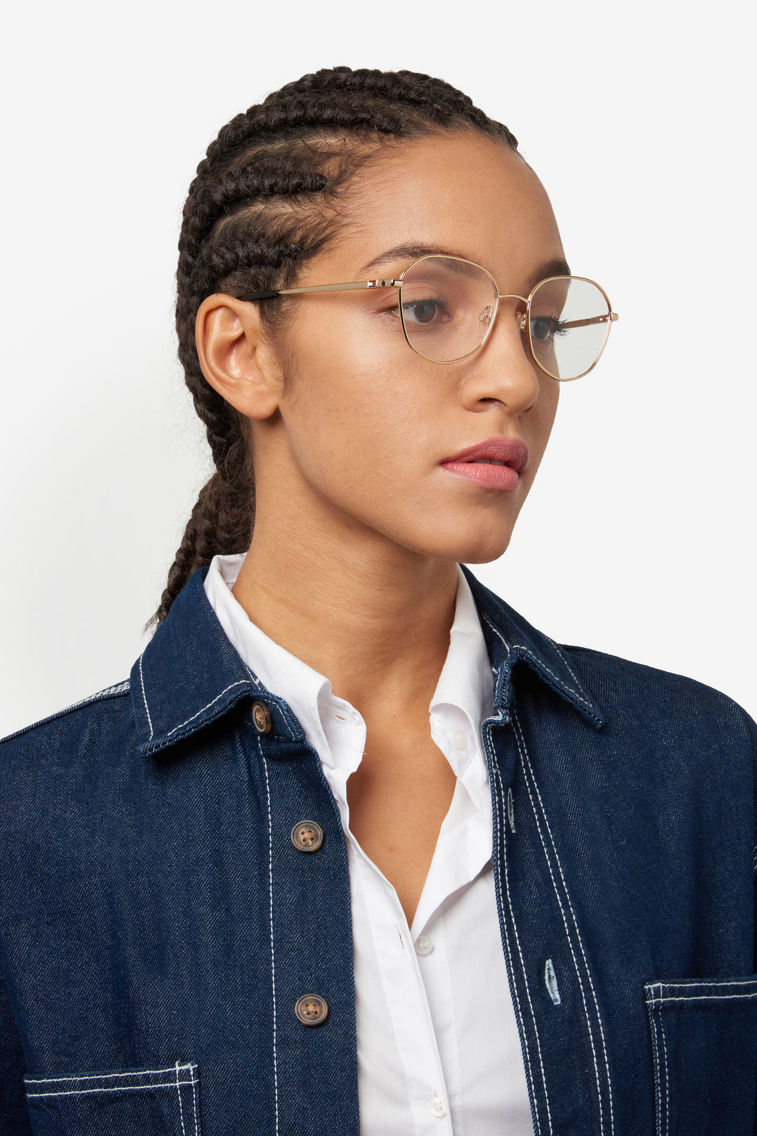 Gafas graduadas tommy hilfiger th 2221 j5g dorado round femenino talla 52mm - Vista de detalle