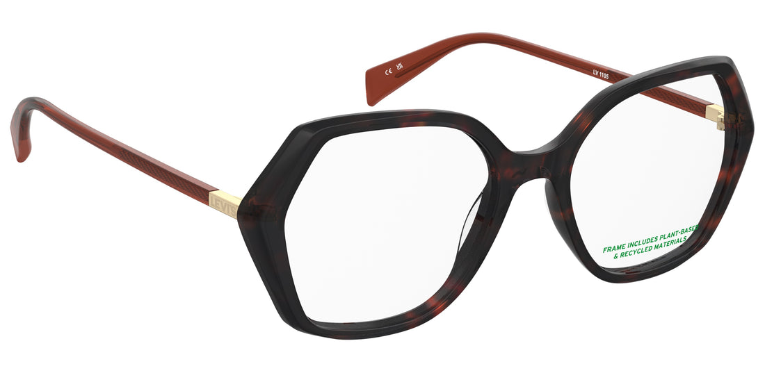 Occhiali da vista levis lv 1105 086 havana rectangular femenino taglia 53mm - Vista dettagliata