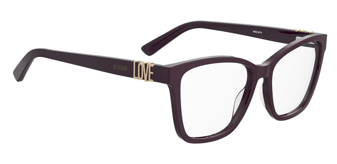 Occhiali da vista moschino love mol674 0t7 burdeos square femenino taglia 55mm - Vista dettagliata