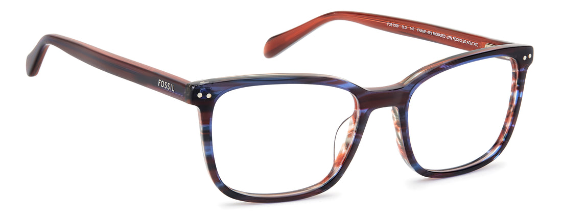 Occhiali da vista fossil fos 7209 3lg azul rectangular femenino taglia 52mm - Vista dettagliata