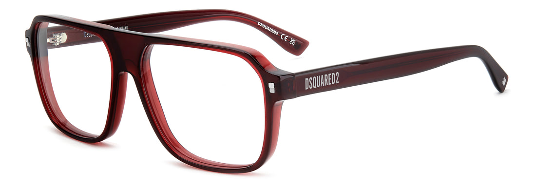 Occhiali da vista dsquared2 d2 0203 c9a rojo rectangular masculino taglia 57mm - Vista principale