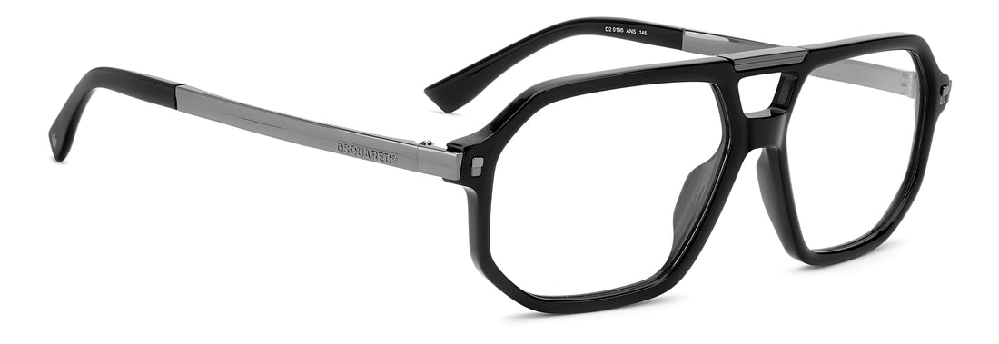 Occhiali da vista dsquared2 d2 0195 ans negro rectangular masculino taglia 57mm - Vista dettagliata