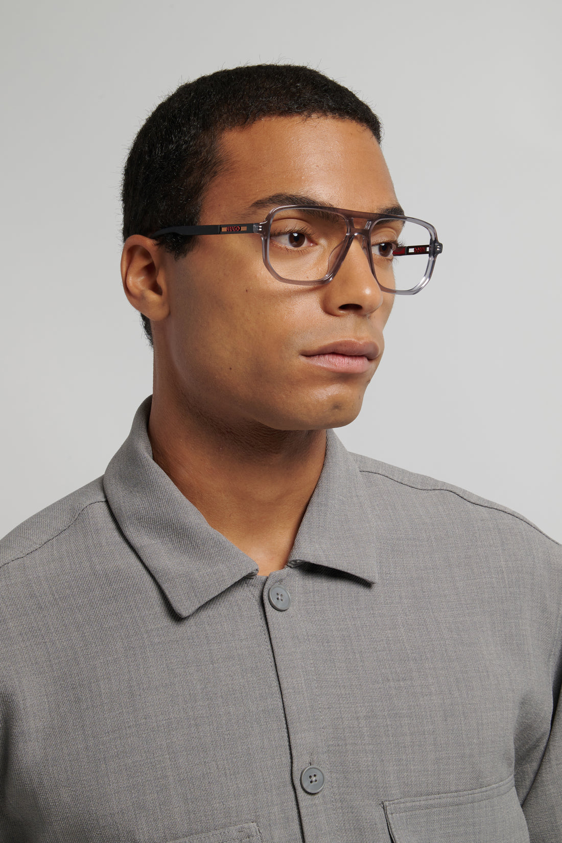 Lunettes de vue hugo hg 1415/g kb7 grey square masculino taille 57mm - Vue détaillée