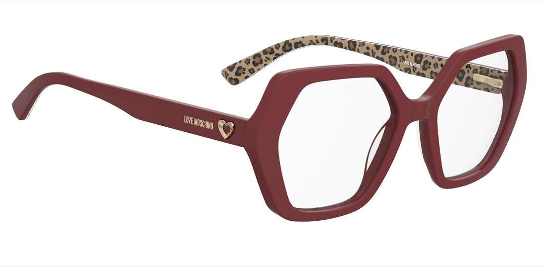 Glasögon moschino love mol689 c9a rojo rectangular femenino storlek 54mm - Detaljvy