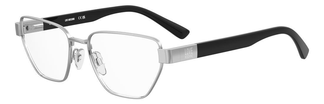 Glasögon moschino love mol693 010 plateado rectangular femenino storlek 55mm - Huvudvy