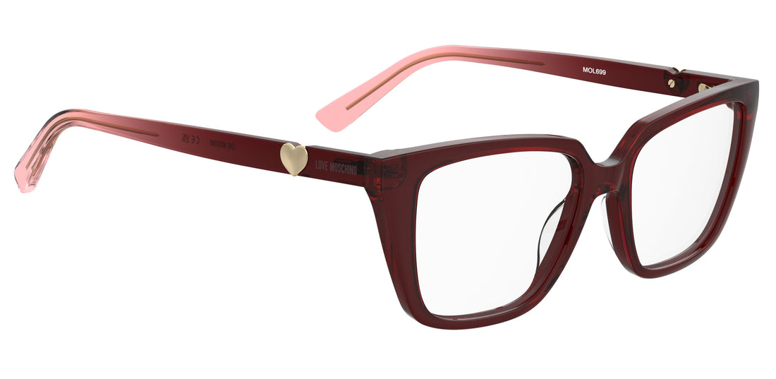 Glasögon moschino love mol699 c9a rojo rectangular femenino storlek 53mm - Detaljvy