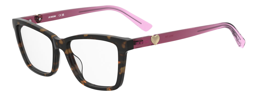 Glasögon moschino love mol700 0t4 havana rectangular femenino storlek 54mm - Huvudvy