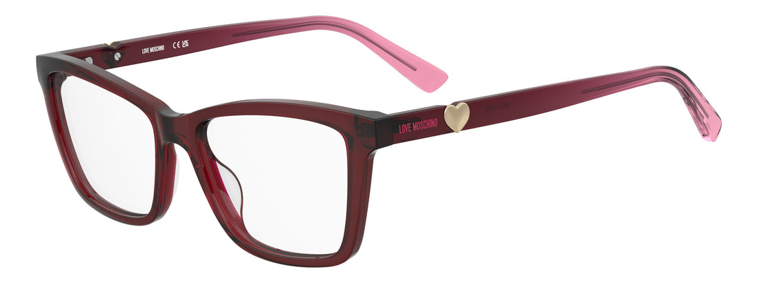 Glasögon moschino love mol700 8cq rojo rectangular femenino storlek 54mm - Huvudvy