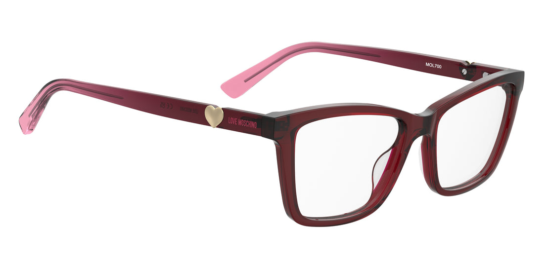 Glasögon moschino love mol700 8cq rojo rectangular femenino storlek 54mm - Detaljvy