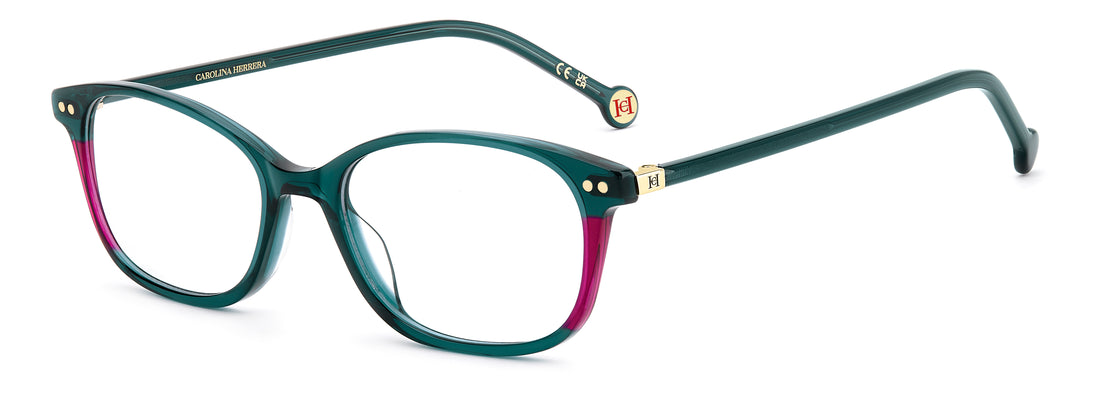 Briller carolina herrera her 0435 1ed verde rectangular femenino størrelse 52mm - Hovedvisning