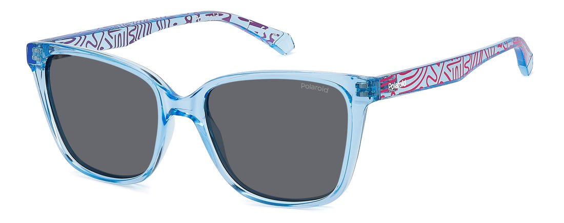 Occhiali da sole polaroid kids pld 8062/s mvu m9 azul rectangular infantil taglia 48mm - Vista principale