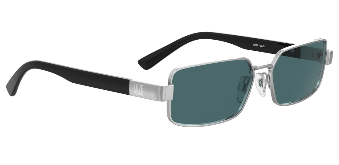 Óculos de sol moschino love mol100/s 010 ku plateado rectangular femenino tamanho 58mm - Vista de detalhe