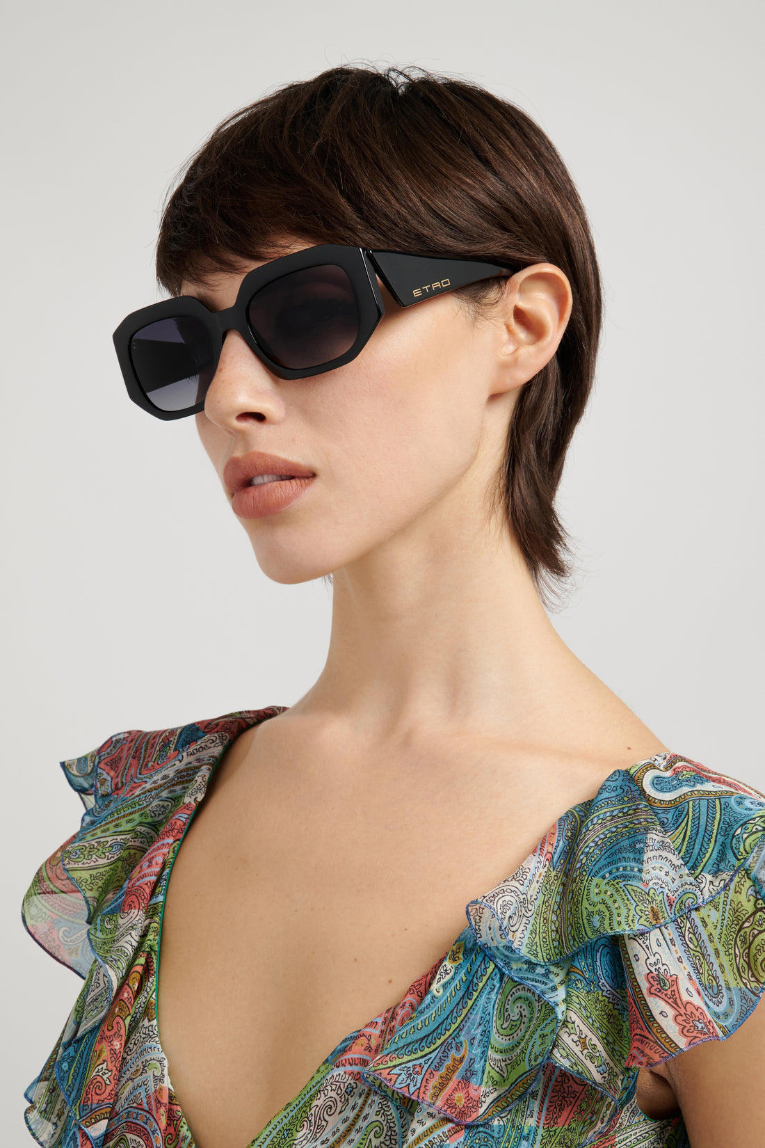 Occhiali da sole etro 0123/s 807 9o negro rectangular femenino taglia 55mm - Vista dettagliata