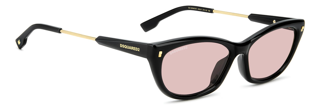 Occhiali da sole dsquared2 d2 0209/g/s 3h2 u1 negro cat eye femenino taglia 57mm - Vista dettagliata