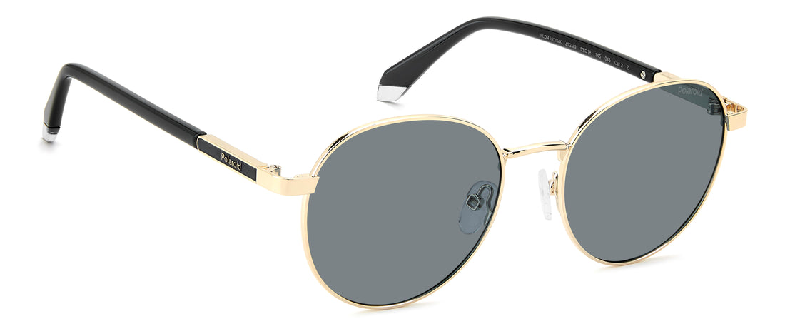 Óculos de sol polaroid pld 4197/s/x j5g m9 dorado round masculino tamanho 53mm - Vista de detalhe