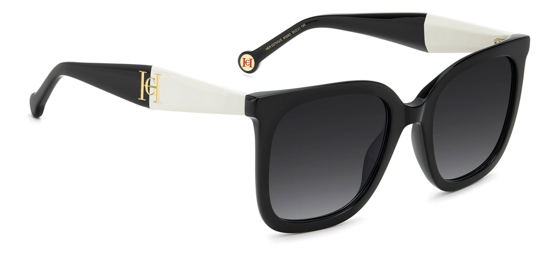 Óculos de sol carolina herrera her 0375/g/s 80s 9o negro square femenino tamanho 55mm - Vista de detalhe