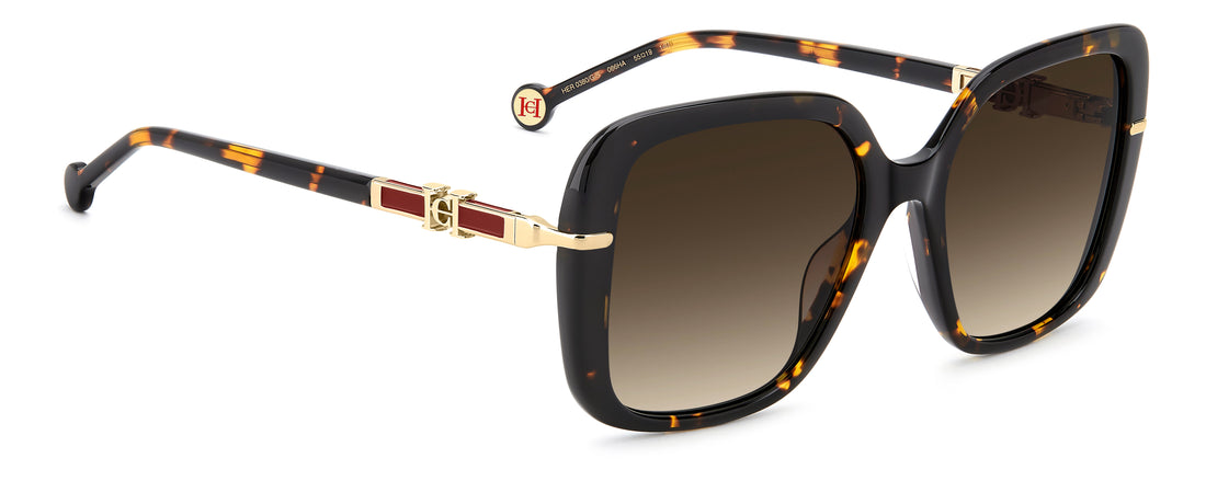 Occhiali da sole carolina herrera her 0380/g/s 086 ha havana square femenino taglia 55mm - Vista dettagliata
