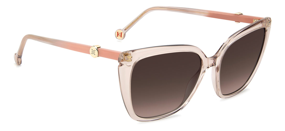Óculos de sol carolina herrera her 0385/s fwm ha beige cat eye femenino tamanho 56mm - Vista de detalhe