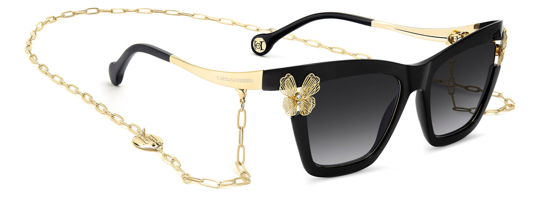 Occhiali da sole carolina herrera her 0399/s 807 9o negro cat eye femenino taglia 54mm - Vista dettagliata