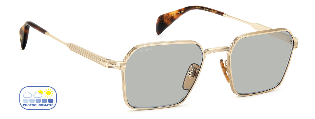 Solbriller david beckham db 1245/s 0nr 8j dorado rectangular masculino størrelse 53mm - Detaljeret visning
