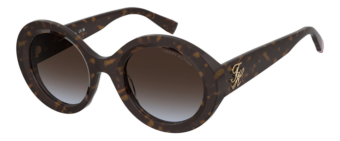 Zonnebrillen tommy hilfiger th 2403/s 086 98 havana round femenino maat 52mm - Hoofdaanzicht