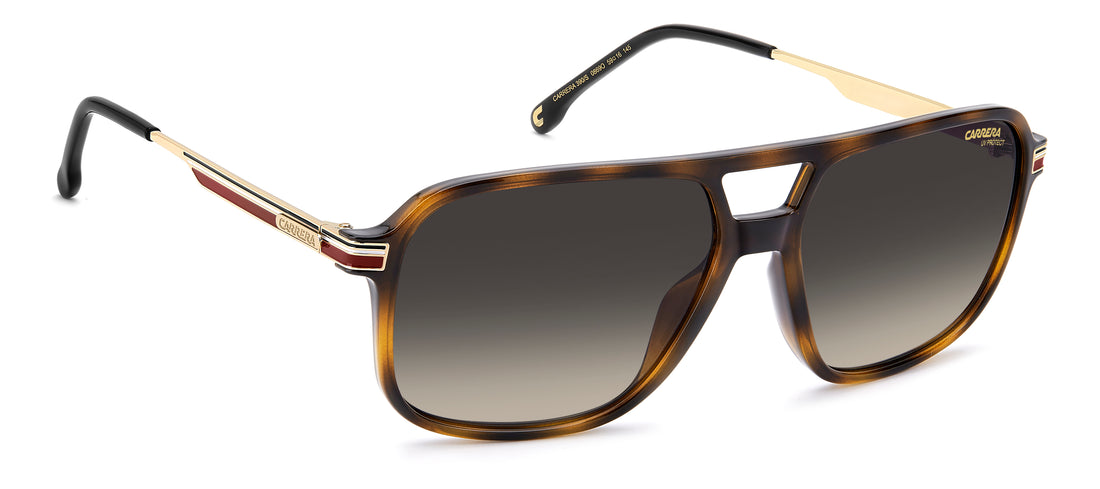 Solbriller carrera 390/s 086 9o havana rectangular masculino størrelse 59mm - Detaljeret visning