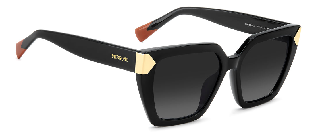 Okulary przeciwsłoneczne missoni mis 0306/g/s 807 9o negro square femenino rozmiar 55mm - Widok szczegółowy