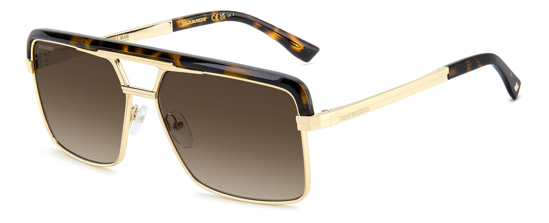 Solbriller dsquared2 d2 0212/s 2ik ha havana rectangular masculino størrelse 61mm - Hovedvisning