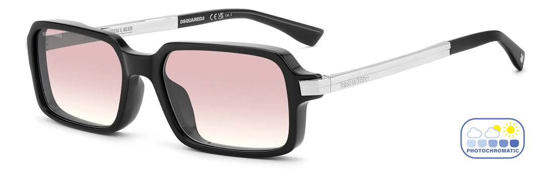 Zonnebrillen dsquared2 d2 0214/g/s 807 n2 negro rectangular masculino maat 54mm - Hoofdaanzicht