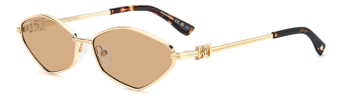 Solbriller dsquared2 d2 0225/s 000 70 dorado oval femenino størrelse 59mm - Hovedvisning