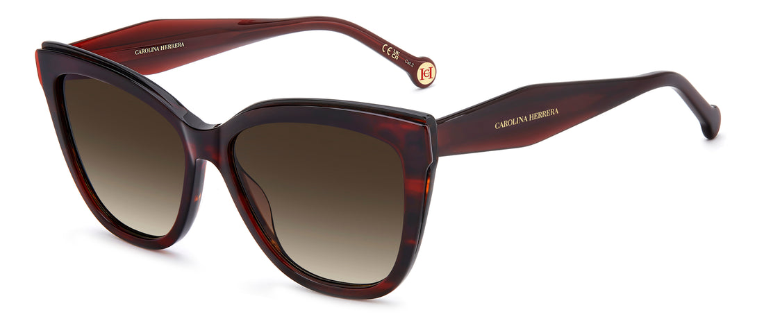 Solbriller carolina herrera her 0402/s 0uc ha rojo rectangular femenino størrelse 56mm - Hovedvisning