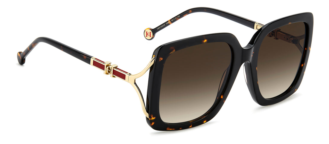 Solbriller carolina herrera her 0420/s 086 ha havana square femenino størrelse 56mm - Detaljeret visning