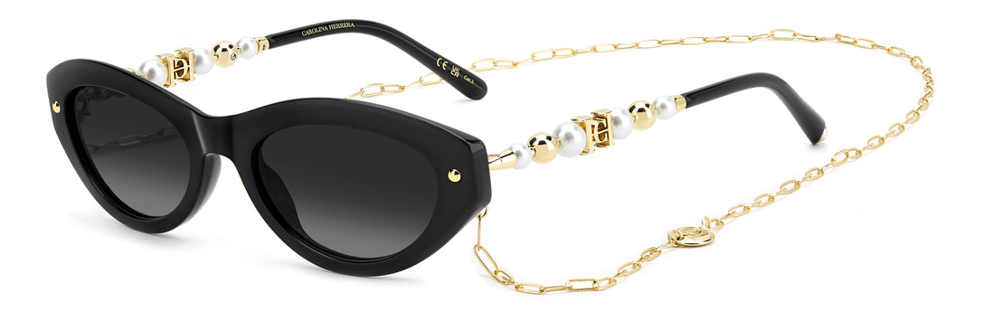 Solbriller carolina herrera her 0406/s 807 9o negro cat eye femenino størrelse 52mm - Hovedvisning