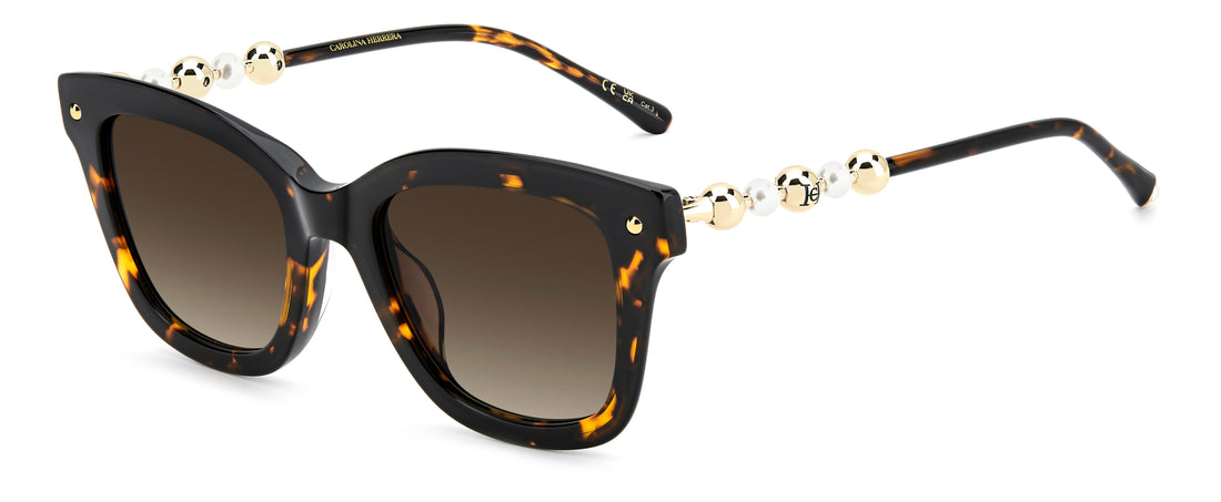 Solbriller carolina herrera her 0407/g/s 086 ha havana rectangular femenino størrelse 51mm - Hovedvisning