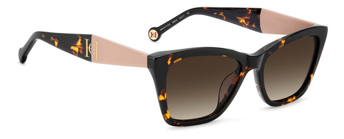 Solbriller carolina herrera her 0417/g/s 086 ha havana rectangular femenino størrelse 54mm - Detaljeret visning