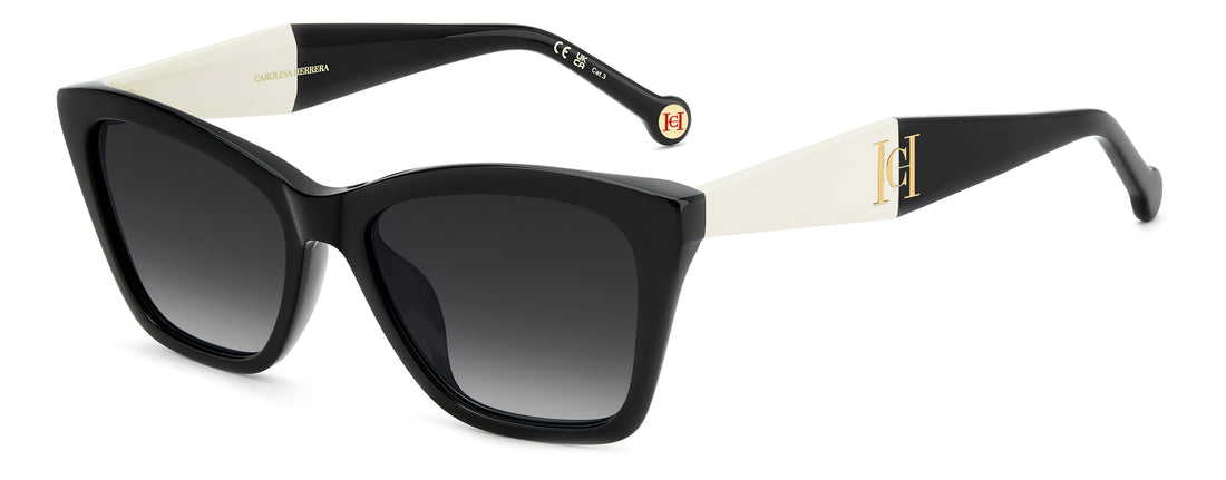 Solbriller carolina herrera her 0417/g/s 80s 9o negro rectangular femenino størrelse 54mm - Hovedvisning